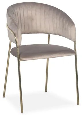 Image de MENZZO Lot de 8 chaises Tabata Métal Or et Velours Taupe