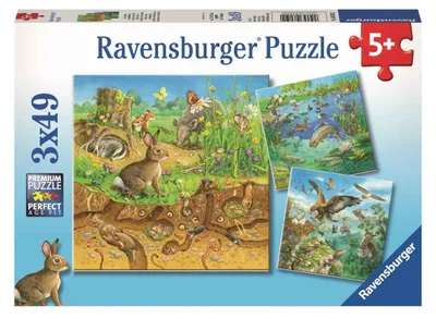 Image de Ravensburger Kinder Puzzle 3 x 49 pièces Les animaux dans leur habitat