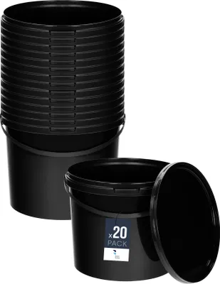 Produktbild von BenBow Eimer mit Deckel mit Griff 10L Anzahl: 20 Stk., Schwarz BSR-, Luftdicht, Lebensmittelecht, BRC-, auslaufsicher
