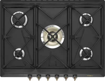 Image de Smeg Coloniale SRV876AOGH Table de cuisson à gaz encastrable, anthracite, 5 brûleurs