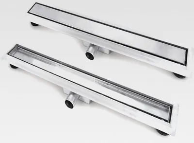 Produktbild von Duschrinne 70 cm Edelstahl – Selbstreinigender Siphon, Geruchsstop, Sehr Flach, Komplettset für die Dusche