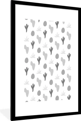 Produktbild von MuchoWow® Gerahmtes Poster Hintergrund - Pflanzen - Schwarz - Weiß 60x90 cm - Poster mit Schwarzem Bilderrahmen Wandposter Rahmen Foto Bilder - Dekoration - Wandposter Wohnzimmer - Hochwertig