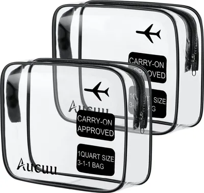 Image de Aucuu Trousse de toilette transparente Lot de 2 trousses de toilette de voyage en PVC pour homme et femme