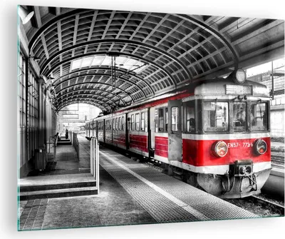 Produktbild von Bilder auf glas - Bahn Bahnhof Zug Transport - 70x50cm - Glasbilder - Wandbilder - Kunstdruck - zum Aufhängen bereit - Wanddekoration aus Glas - Glas Bilder - Wandbild auf Glas - GAA70x50-2558