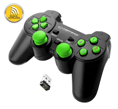 Image de Manette de jeu USB sans fil 2.4GHZ PS3/PC Esperanza "Gladiator" noir/vert