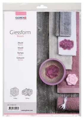 Produktbild von Glorex Gießform mit detailliertem Rosenmotiv für kreative Gießprojekte