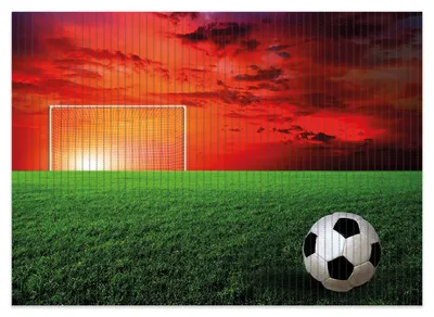 Produktbild von Wallario Duschmatte Antirutschmatte Badmatte Fußmatte Fußball - Fußballfeld bei Sonnenuntergang, Größe ca. 70 x 50 cm