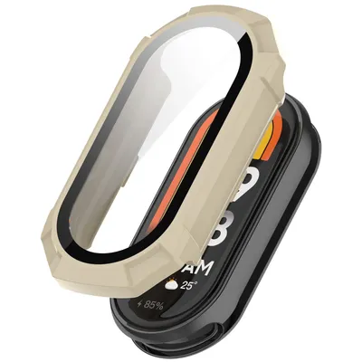 Immagine prodotto di Per Xiaomi Smart Band 9 Custodia Smart Watch in plastica PC + vetro duro protettivo Beige