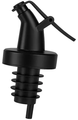 Produktbild von LAYBA Flaschenausgießer Schwarz, Kunststoff mit Gummidichtung, mit Verschlusskappe, für Öl, Essig, Sirup und geeignete Getränke, 1 Stück