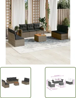 Produktbild von The Living Store 8-tlg. Garten-Sofagarnitur mit Kissen Grau Poly Rattan
