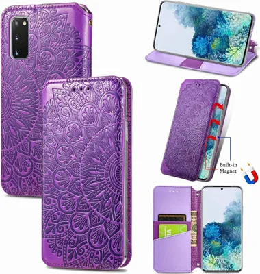Zdjęcie produktu dla Etui na telefon komórkowy Etui na portfel Bumper Cases Mandala Flowers, Do telefonu komórkowego: Samsung Galaxy S21+ Plus, Kolor: Fioletowy