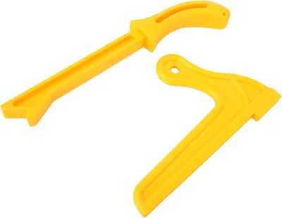 Produktbild von Sicherheitsschiebestock für die Holzbearbeitung, 2 Stück, gelbe Sicherheitsfarbe, ideal für Schreiner und zur Verwendung an Tischkreissägen und Frästischen