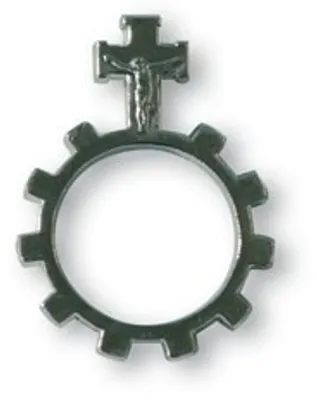 Produktbild von Finger-Rosenkranz, silberfarbene Noppen, mit Metallkreuz, vernickelt