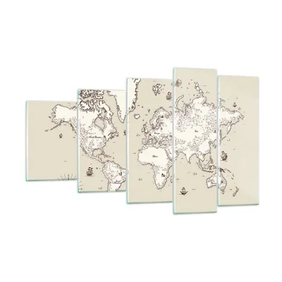 Produktbild von Bilder auf glas - Karte Welt Klassiker Kontinente - 100x60cm - Glasbilder - Wandbilder - Kunstdruck - zum Aufhängen bereit - Wanddekoration aus Glas - Glas Bilder - Wandbild auf Glas - GEG100x60-2910