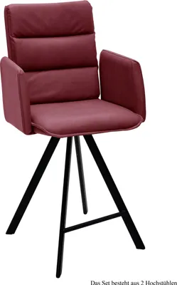 Produktbild von Thekenstuhl drehbar (2er-Set) Diahann 52x109x60 Schwarz/Marsala