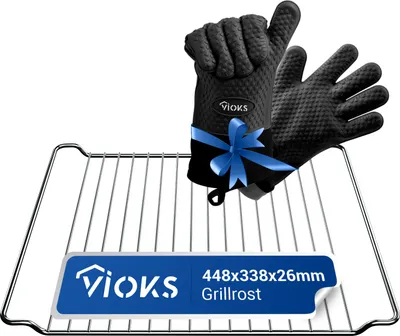 Produktbild von Grillrost mit 2x Handschuhe passend wie Bauknecht 481245819334 für Ofen Herd