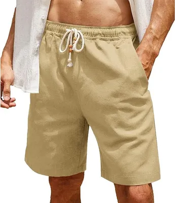 Obrázok produktu pre Pánske plátenné Cargo Chino šortky Letné bermudy Športové 34 Khaki