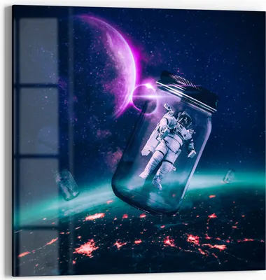 Produktbild von DEQOART Glasbild Echtglas 30x30 cm 'Kosmos im Glas' Wandbild Bild modern Deko