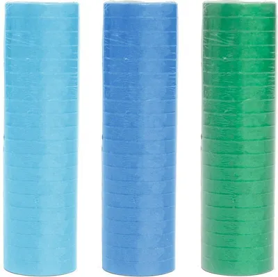Produktbild von 3 Rollen Luftschlangen hellblau blau grün Mix | schwer entflammbar