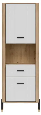 Productafbeelding van Furniture24 Woonkamerkast Dante Dt15, kast 70 x 197 x 40 cm, boeken- en opbergkast - Cremona eik/wit
