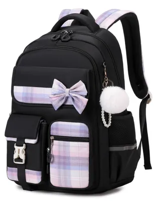 Produktbild von Schulrucksack Mädchen Kinderrucksack 24L Schwarz wasserabweisend mit Laptopfach
