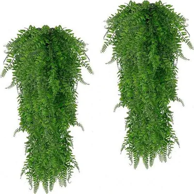 Produktbild von Famanu Kunstpflanzen Set - 2 UV-beständige Hängefarne (80 cm) für Innen- und Außendekoration