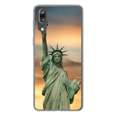 Produktbild von MuchoWow® Handyhülle Schutzhülle Hülle für Huawei P20 New York - Freiheitsstatue - Sonnenuntergang Silikon Softcase Handy Hülle - Hardcover