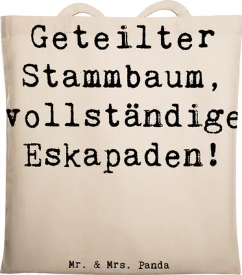Produktbild von Mr. & Mrs. Panda Tote Bag Spruch Halbbruder Eskapaden - Transparent - Geschenk, Schabernack, Familie, Verwandte, Tasche, Beutel, Abenteuer, Geschwister, Schultasche