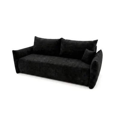 Produktbild von Sofa MELIO mit Schlaffunktion und Bettkasten – modernes Schlafsofa aus Chenille für Wohnzimmer und Gästezimmer, bequemes 3-Sitzer Bettsofa Schwarz