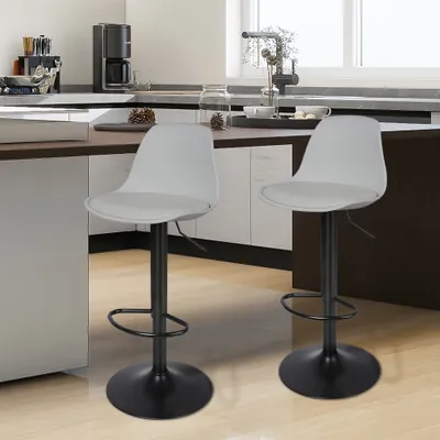 Produktbild von 2er Set Barhocker,Gepolsterte Küchenstühle,Barstühle mit PP Lehne ,Drehbar Küchenstühle Bar Stool,Sitzhöhe 55-75cm für Esszimmer, Küche und Theke