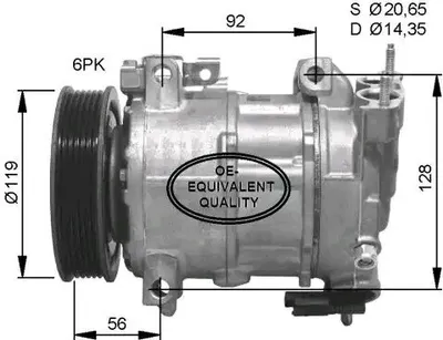 Produktbild von NRF 32593 Klimaanlage Klimakompressor PAG 46 R134a für CITROËN BERLINGO (B9) passend für PEUGEOT 308 SW I (4E, 4H) 5008 (0U, 0E)