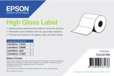 Produktbild von Mehrzwecketikett Epson - 76 mm Breite x 51 mm Länge - Rolle - Hochglanz - Stanzen - 610 Gesamtzahl Etikett(en)