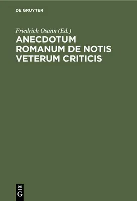 Produktbild von Anecdotum Romanum de notis veterum criticis