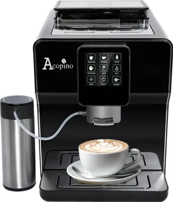 Produktbild von Acopino Roma Kaffeevollautomat – Touchdisplay, integriertes Milchsystem, für Bohnen & Pulver, Schwarz