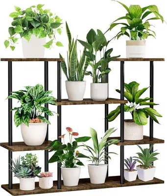 Obrázok produktu pre Kvetinový regál, 4 poschodia, 10 kvetináčov, interiérová dekorácia na balkón