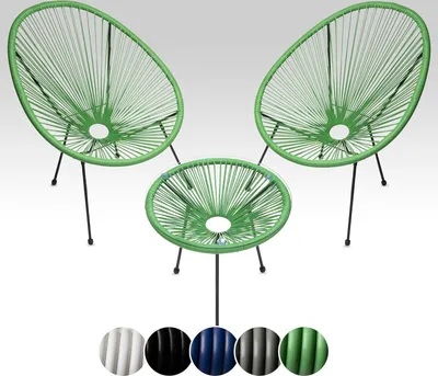 Produktbild von Acapulco Gartenmöbel wohnzimmer Set 3teilig grau Lounge Stühle Tisch wetterfest