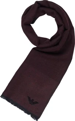 Produktbild von Armani Herren Schal in Bordeauxrot mit Webmuster und Fransen