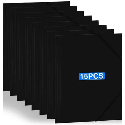 Produktbild von Sammelmappe PP-Kunststoff Eckspanner A4 Schwarz 15 Stück mit 2 Gummizügen