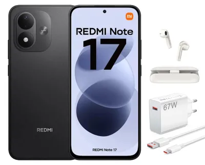 Produktbild von XIAOMI REDMI NOTE 17 4G Smartphone  6/256GB Schwarz mit 67W-Ladegerät + Kopfhörer