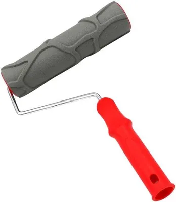 Productafbeelding van Verfroller met Patroon - Decoratieroller Structuurroller - Muren Decoreren - Rubberen Rol met Handvat - 33.5 cm Lengte - Rood