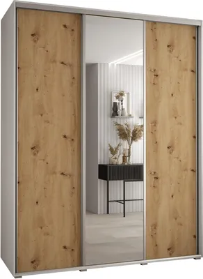 Produktbild von MEBLE KRYSPOL Davos 3 Schrank, drei Türen - 235,2x190x60 cm - Weiß Artisan Silber