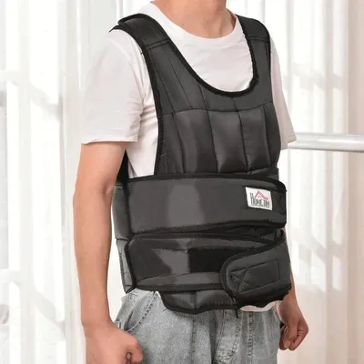 Produktbild von Gewichtsweste 30 kg - Verstellbare Trainingsweste mit 35 Gewichten | Farbe: Schwarz