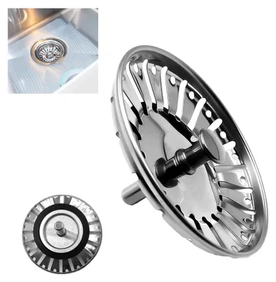 Produktbild von Ø 84 mm Siebkörbchen Spüle, Spülbecken Siebkörbchen Edelstahl, Universal Höhenverstellbarer WaschbeckenRostfreier Siebkörbchen Abflussstopfen, für Waschbecken Küche, Siebkorbventil Spüle