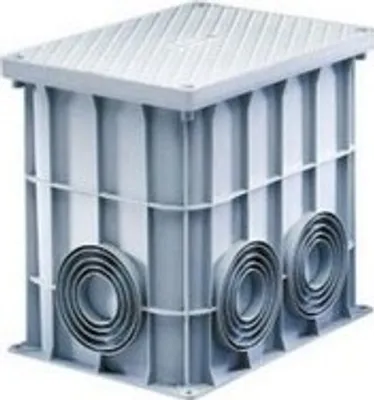 Produktbild von Erdeinbaukasten Kunststoff m. Deckel 360x260x320 grau DX59501