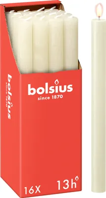 Produktbild von Bolsius 16er Set Stabkerzen rustik,  27cm, weiß