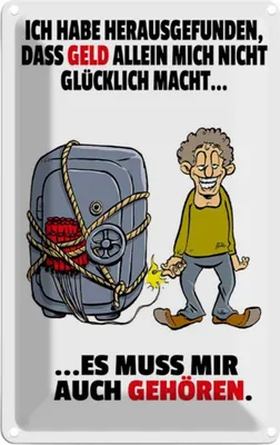 Produktbild von vianmo Blechschild 18x12 cm Geld allein macht nicht glücklich Spruch Zitat