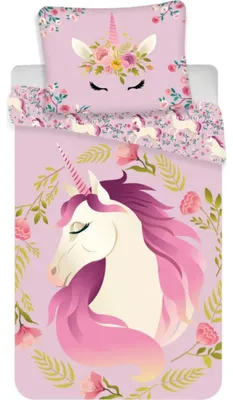 Obrázok produktu pre Posteľná bielizeň s potlačou Unicorn flowers 140x200, 70x90 cm