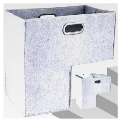 Produktbild von Treppenkorb, 41,9 x 41,9 x 25,4 cm, Filz-Stufenkorb, faltbare Treppe mit Griff, minimalistische Treppenkörbe für Teppichtreppen und Holztreppen, Grau