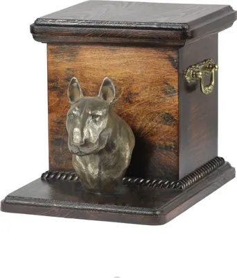 Obrázok produktu pre Bulteriér urna na popol psa so sochou, elegantná urna pre psa, výnimočná urna s bustou psa značky Art-Dog