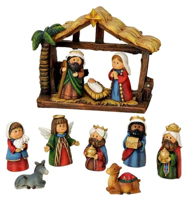 Produktbild von Krippenfiguren Set | Jesus, Maria, Josef 11 Figuren 2-9cm | Weihnachten